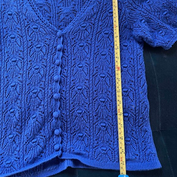Sezane Cybele jumper sweater short sleeve cardigan cobalt blue - Picture 7 of 7